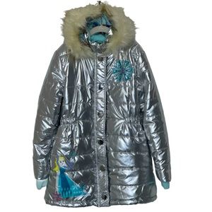 🩶Disney Frozen Metallic Puffer Jacket